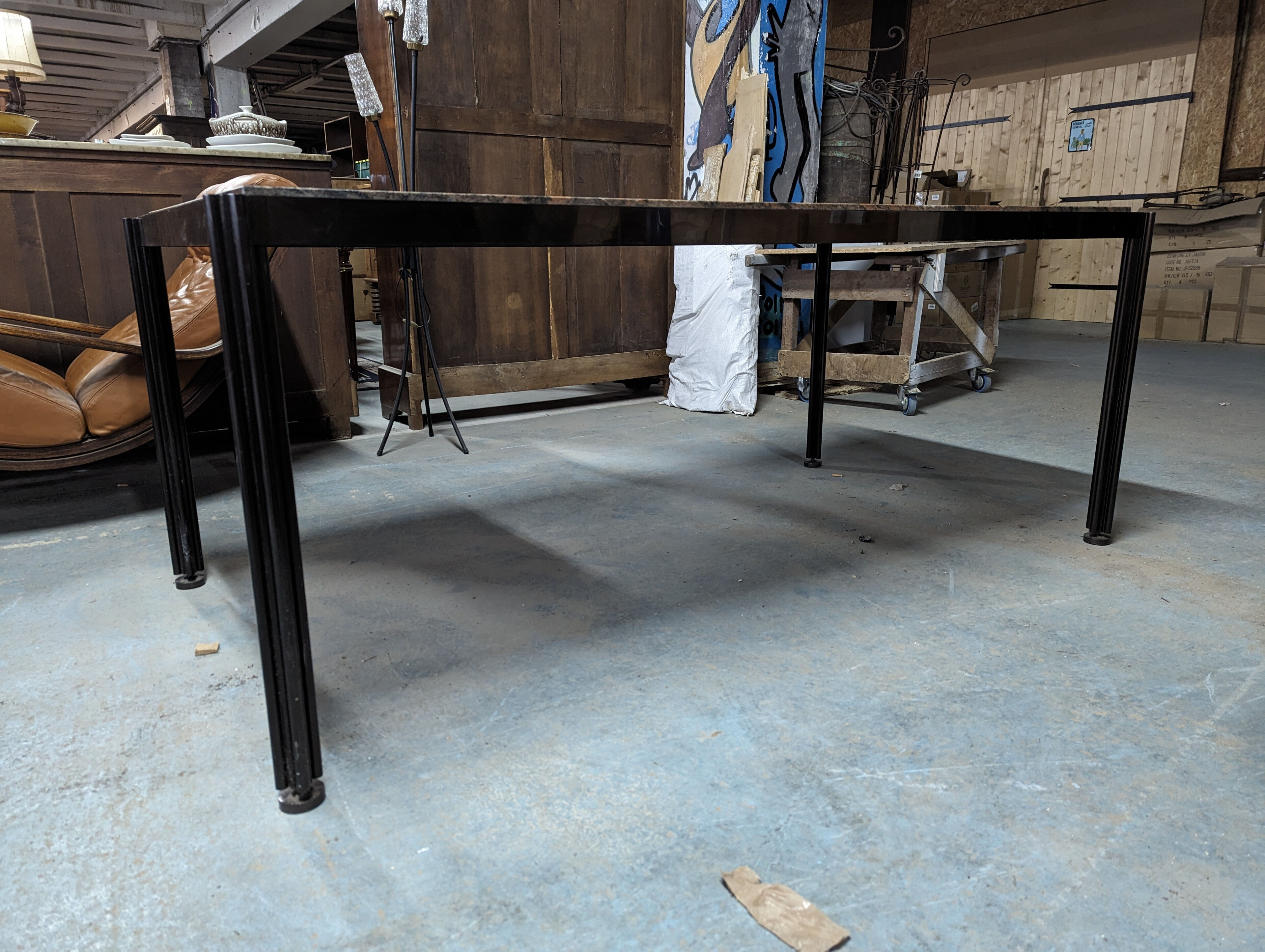 Pink granite desk table by George Ciancimino