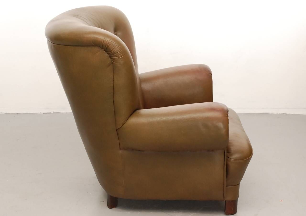 Vintage Denmark leather club Chair