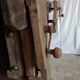 antique workbench with one drawer and two vices