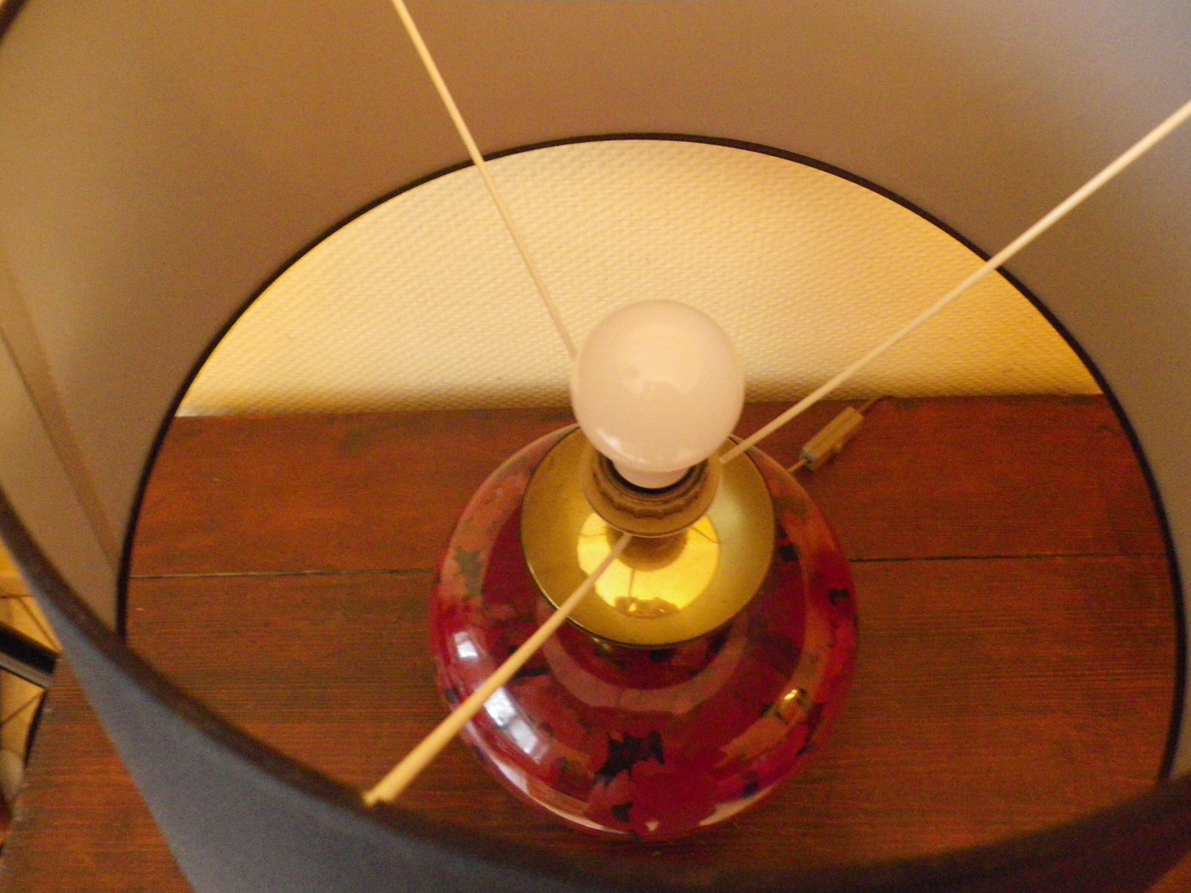 Dolphin table lamp, foot in glazed ceramic, fabric shade, 1960s