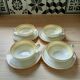 4 cups with 4 saucers Limoges, fine porcelain, coffee cups, white, light green, gold