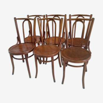 Suite of 6 chairs of Vintage Bistrot 1960s