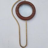 Scandinavian design magnifier wood and brass