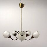 Scandinavian metal and glass pendant light, Sweden, 1950