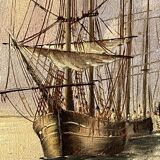 Alexandre Thomas Francia, oil on canvas with marine theme and sailboats