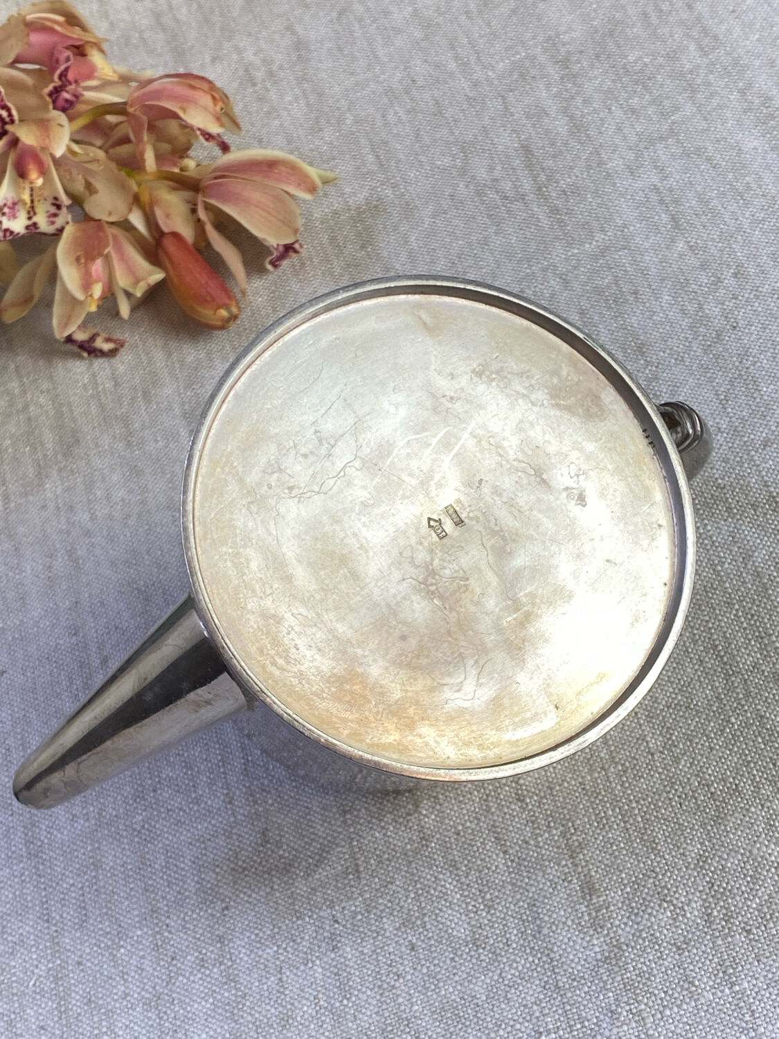 Silver-plated metal teapot, France, Art Deco