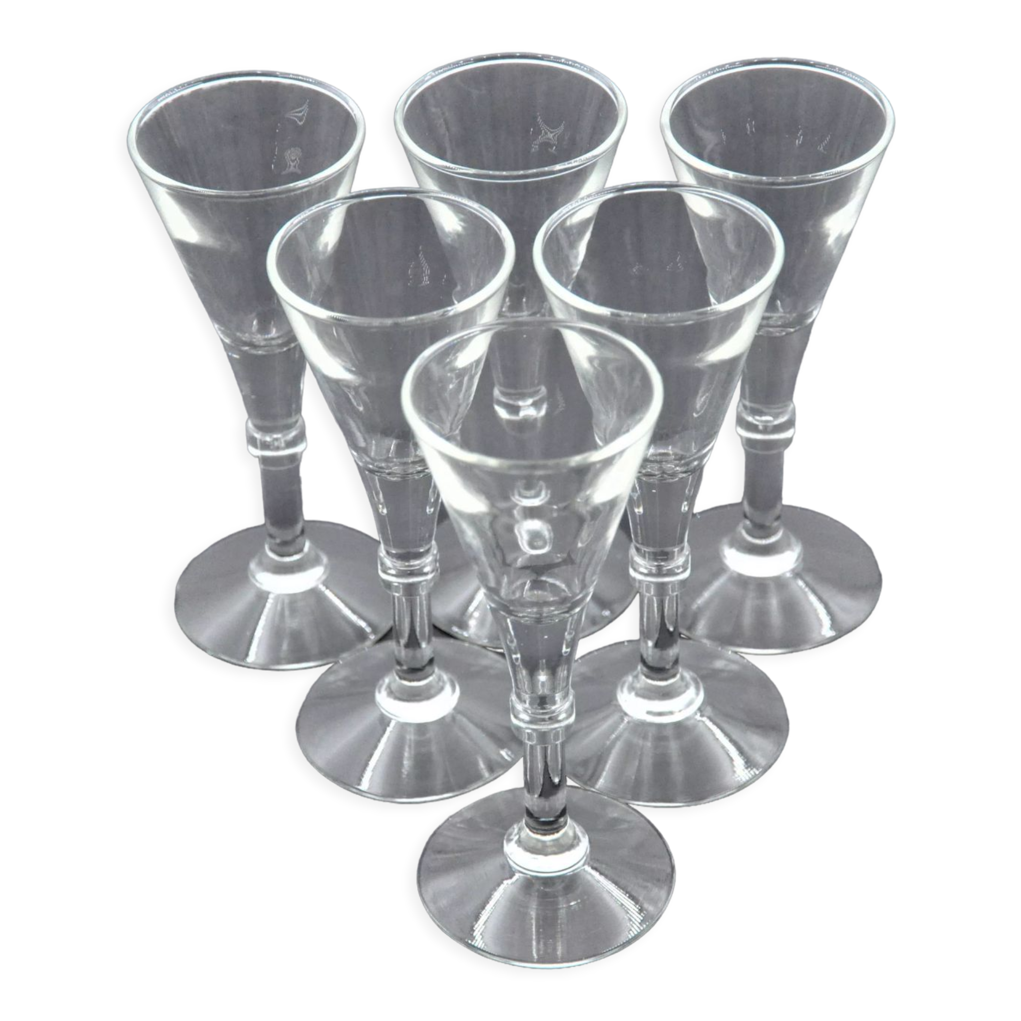 Old service of 6 champagne flutes - crystal or glass - tableware