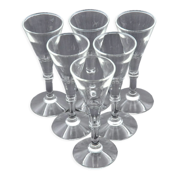 Old service of 6 champagne flutes - crystal or glass - tableware