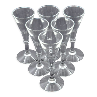 Old service of 6 champagne flutes - crystal or glass - tableware