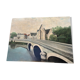 Painting on isorel of the bridge of chouze sur Loire