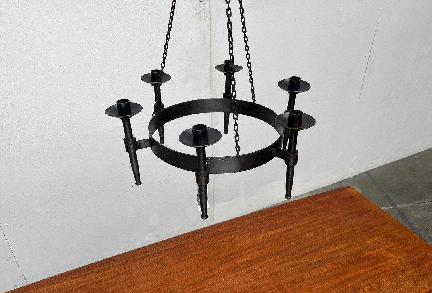 Vintage brutalist wrought iron candle holder by Boltze, 1970s.