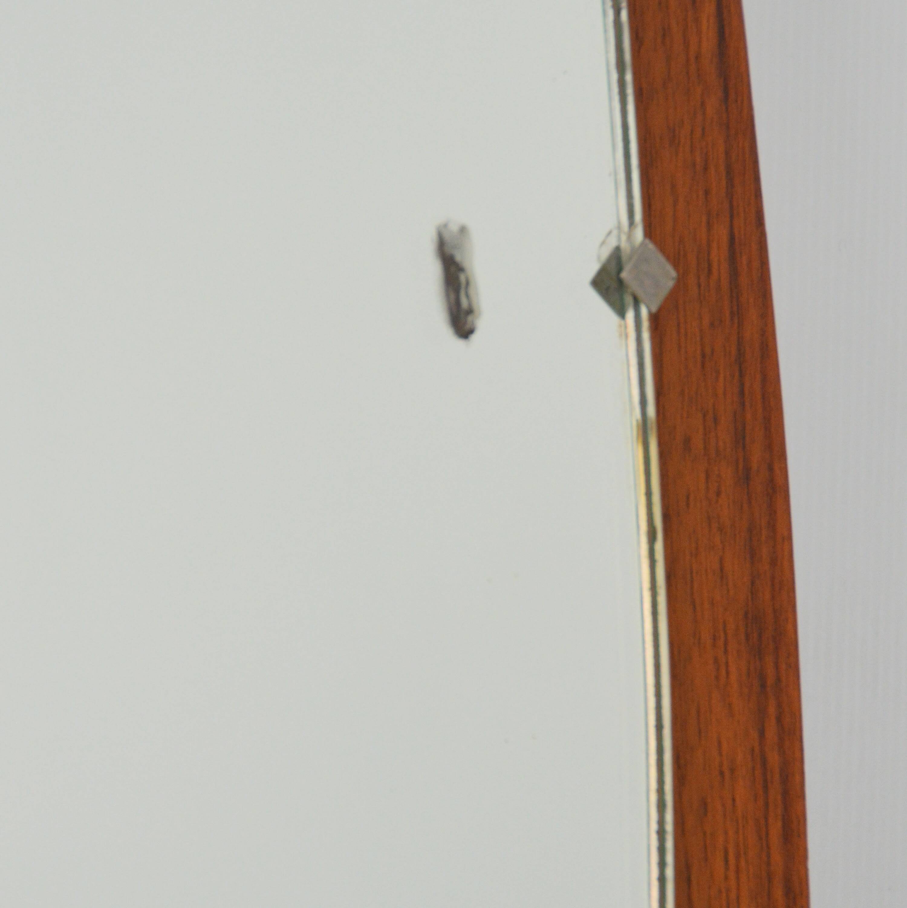Large Scandinavian teak free-form mirror 1960