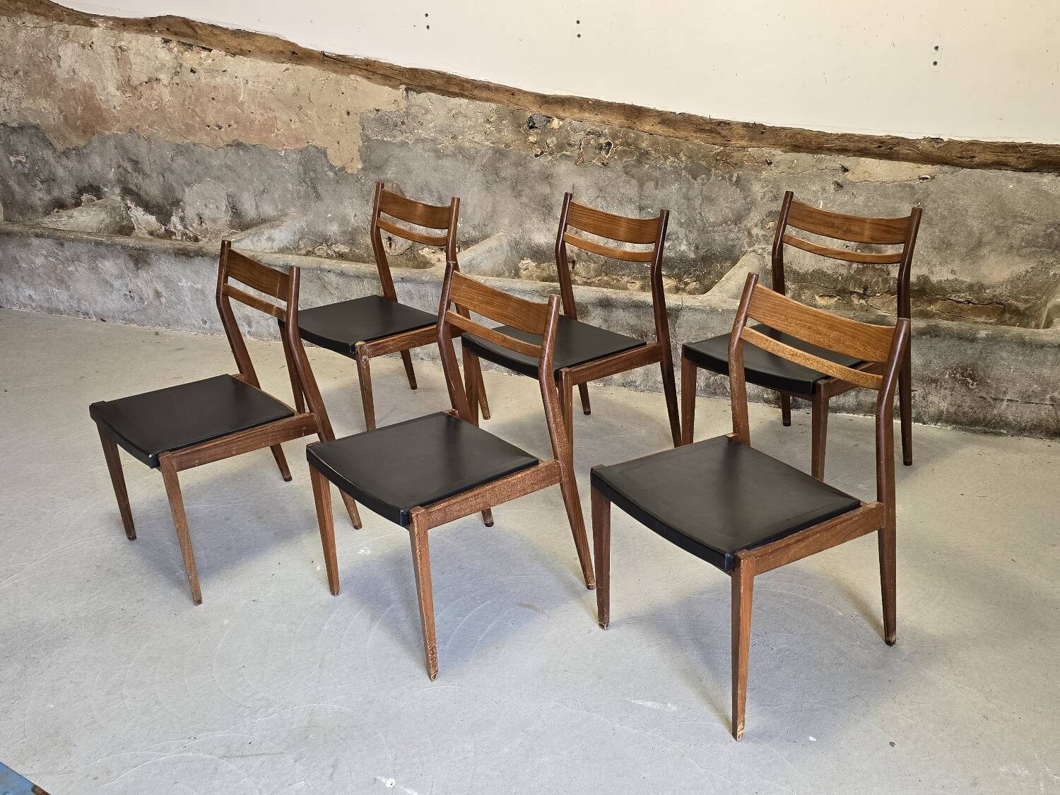 6 Scandinavian style teak chairs 1960
