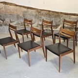 6 Scandinavian style teak chairs 1960