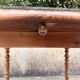 Round solid oak table with extensions, cabinetmaker's sliding mechanism,