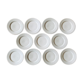 11 Assiettes à dessert en grès moucheté vintage