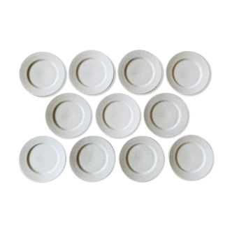11 Vintage speckled sandstone dessert plates