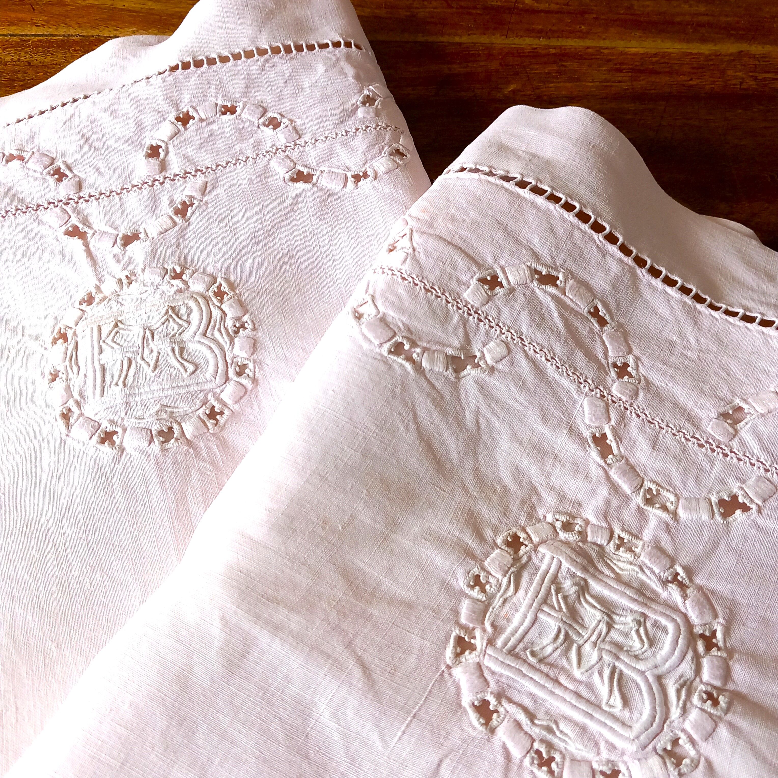 Duo of embroidered pillowcases