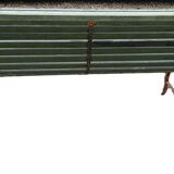 Antique Garden Bench with Wooden Slats and Iron Legs