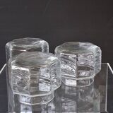Set of 3 glass jars with old transparent lids in very good condition.
