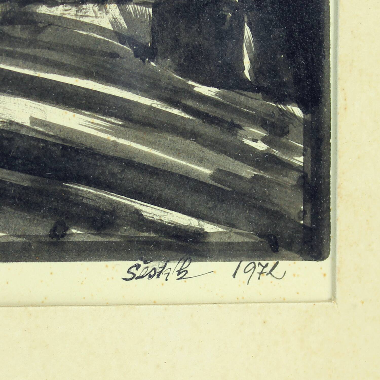 Ensemble de 2 peintures sur papier, signées Sestak 1972