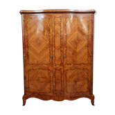 Louis XV cabinet curved in precious wood marquetry around 1900-1930