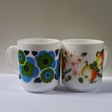 Vintage Lotus and Apple Arcopal Mugs