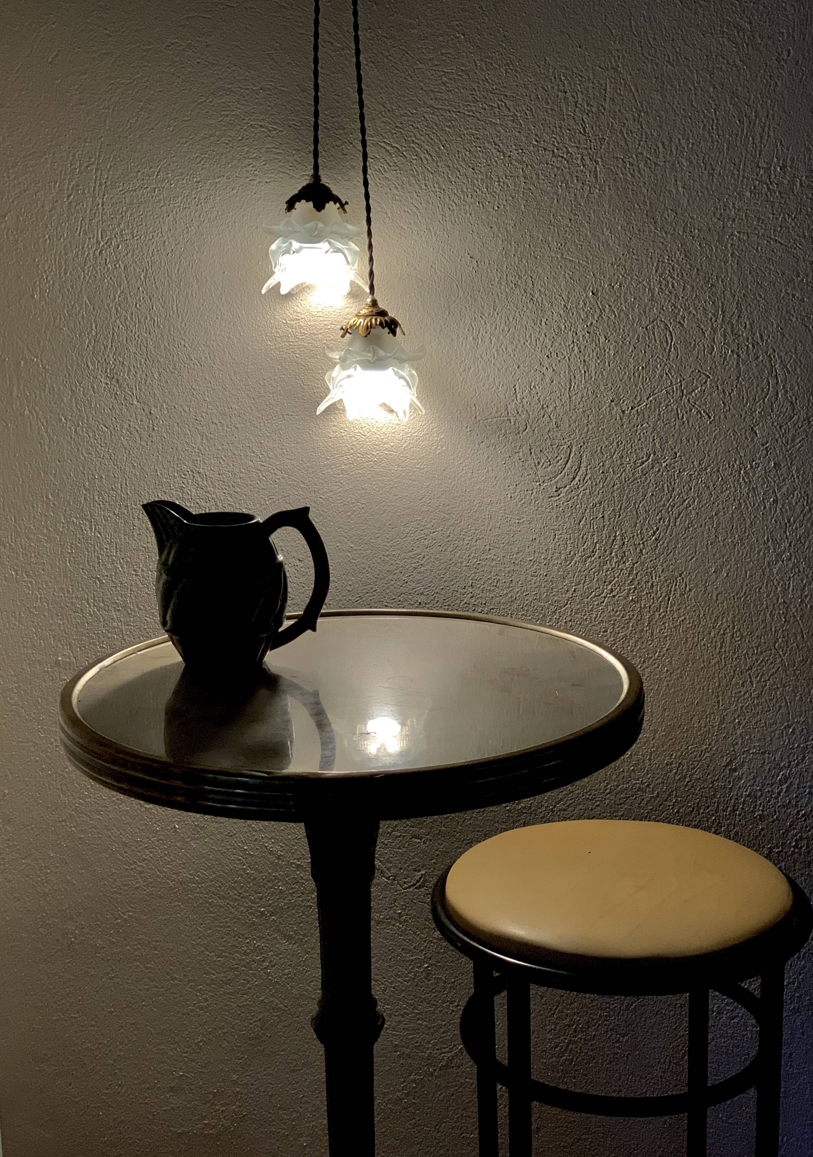 Duo of walking roses glasses Art Deco