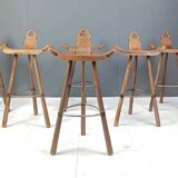 Set of 6 brutalist bar stools, 1960s