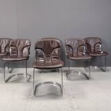 Lot de 6 chaises de salle à manger vintage par Willy Rizzo pour cidue, années 1970