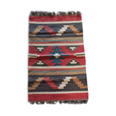 Tapis kilim en toile de jute et coton. 60cm x 100cm