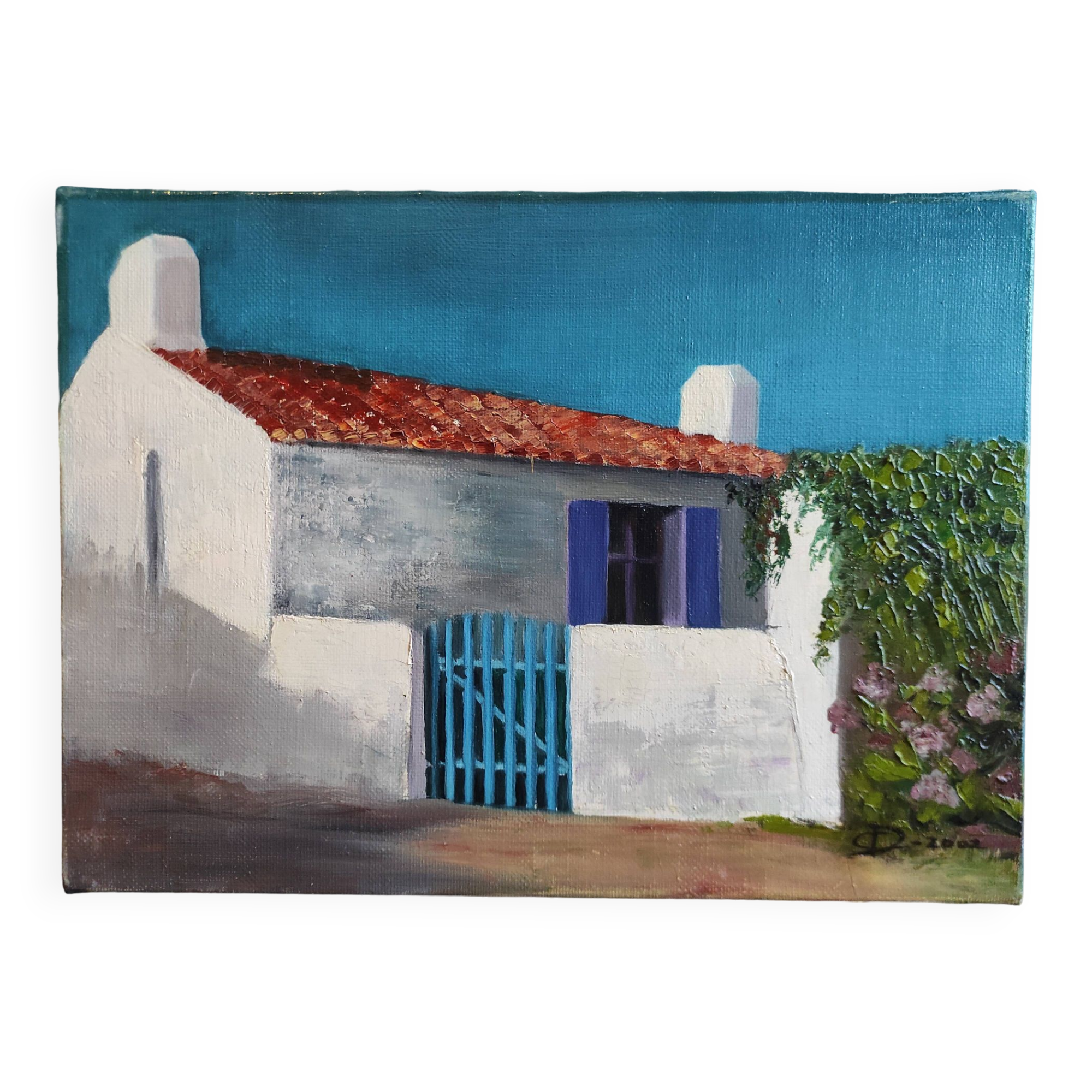 French oil painting, signed CD, 2002