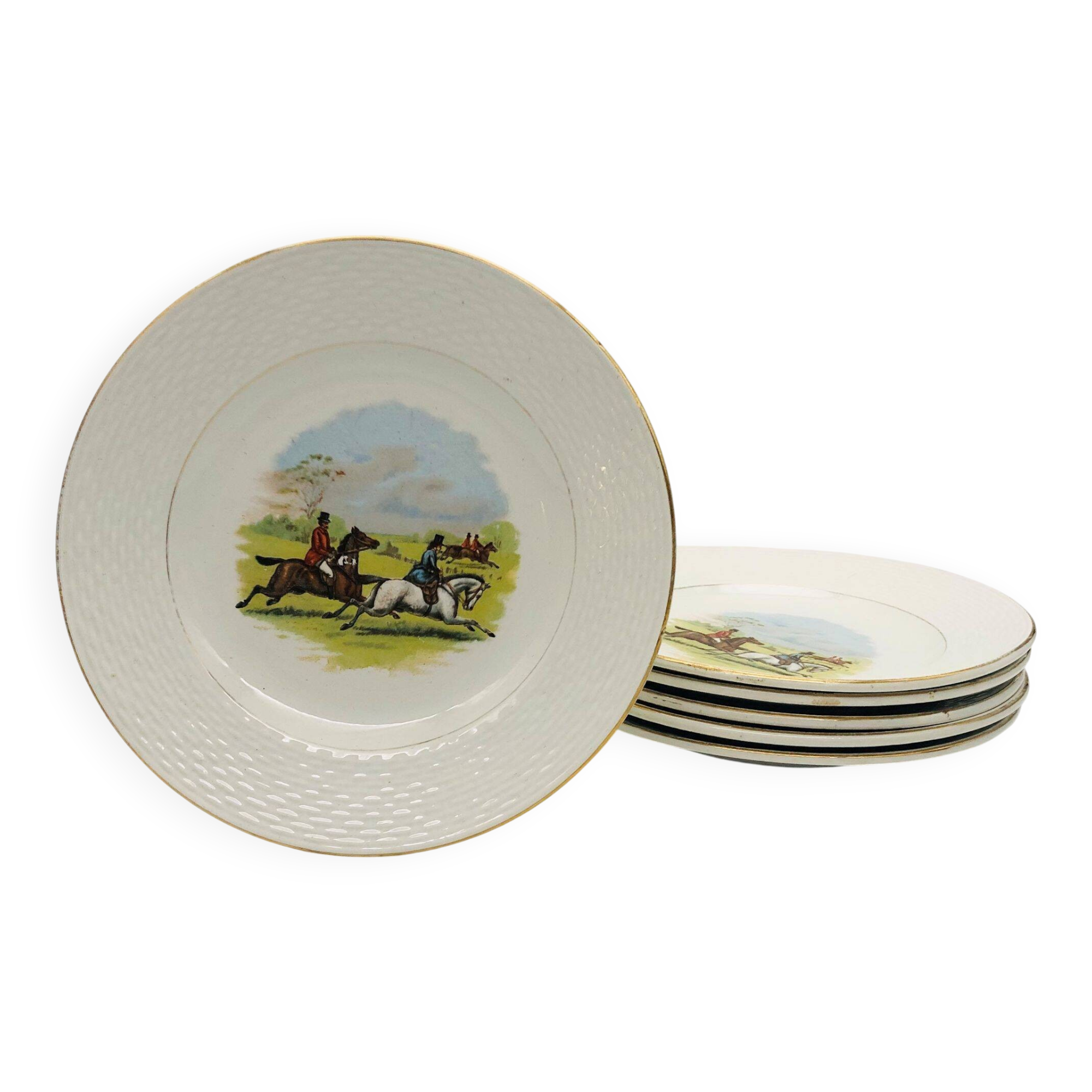6 dessert plates "Société des Grands Etablissements Céramique St Amand"