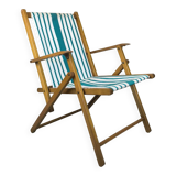 Vintage wooden and canvas folding garden chair