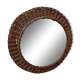 Round mirror in dark rattan