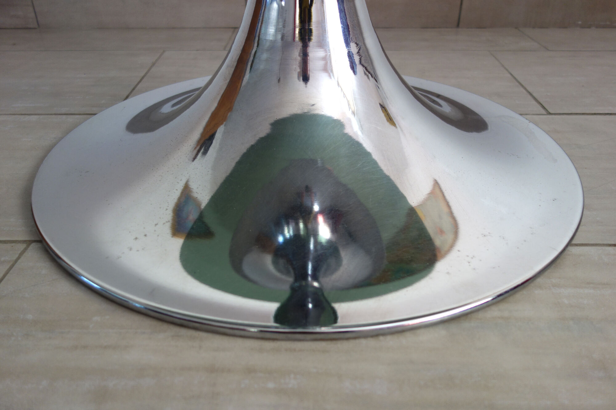 Table glass smoked foot vintage tulip 70