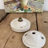 Glass pendant light, 2M fabric cable, porcelain ceiling rose