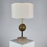 Angelo Brotto for Esperia — Sculptural Travertine Table Lamp, Italy, 1970s