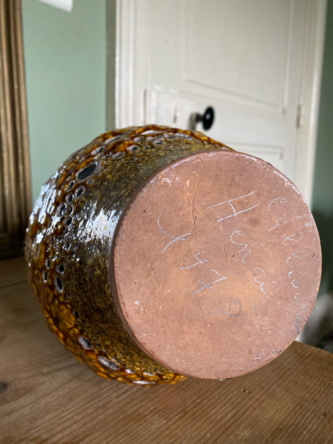 Fat lava vase signed henri collioure 1978