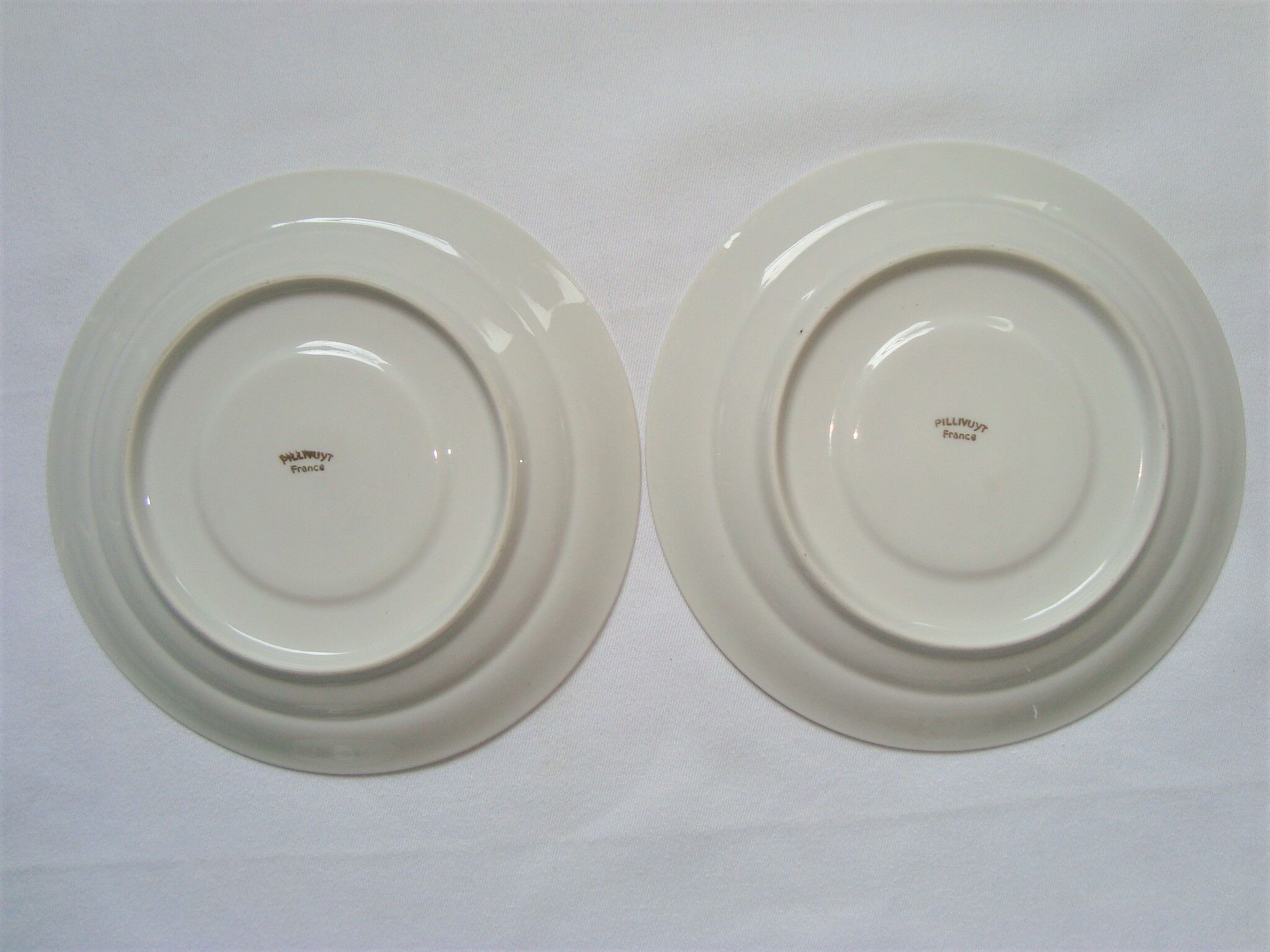 Tea Cups + Saucers Porcelain Pillivuyt White Small Pink Flowers
