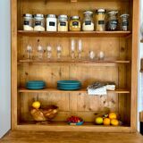 Buffet ancien à deux corps, vaisselier en chêne massif