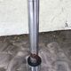 Stool on metal stand in star on wheels sitting round padded skaï bluish
