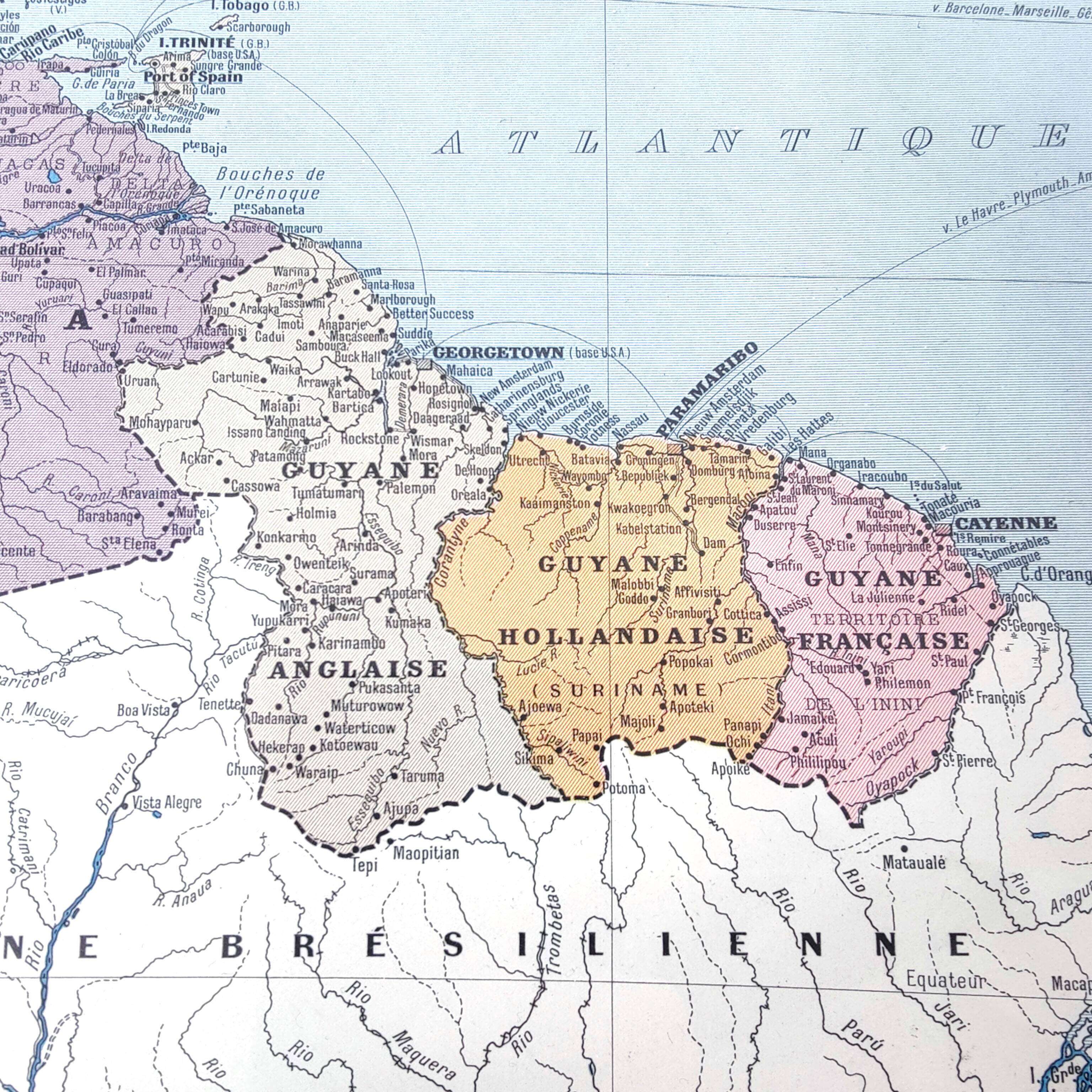 Vintage map Colombia Venezuela Ecuador Guyanas 43x43cm from 1950