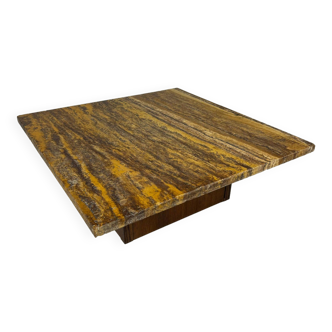 Square Brutalist amber stone coffeetable