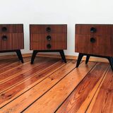 Czechoslovakian Nightstands by J. Halabala for UP Závody, 1950s, Set of 3