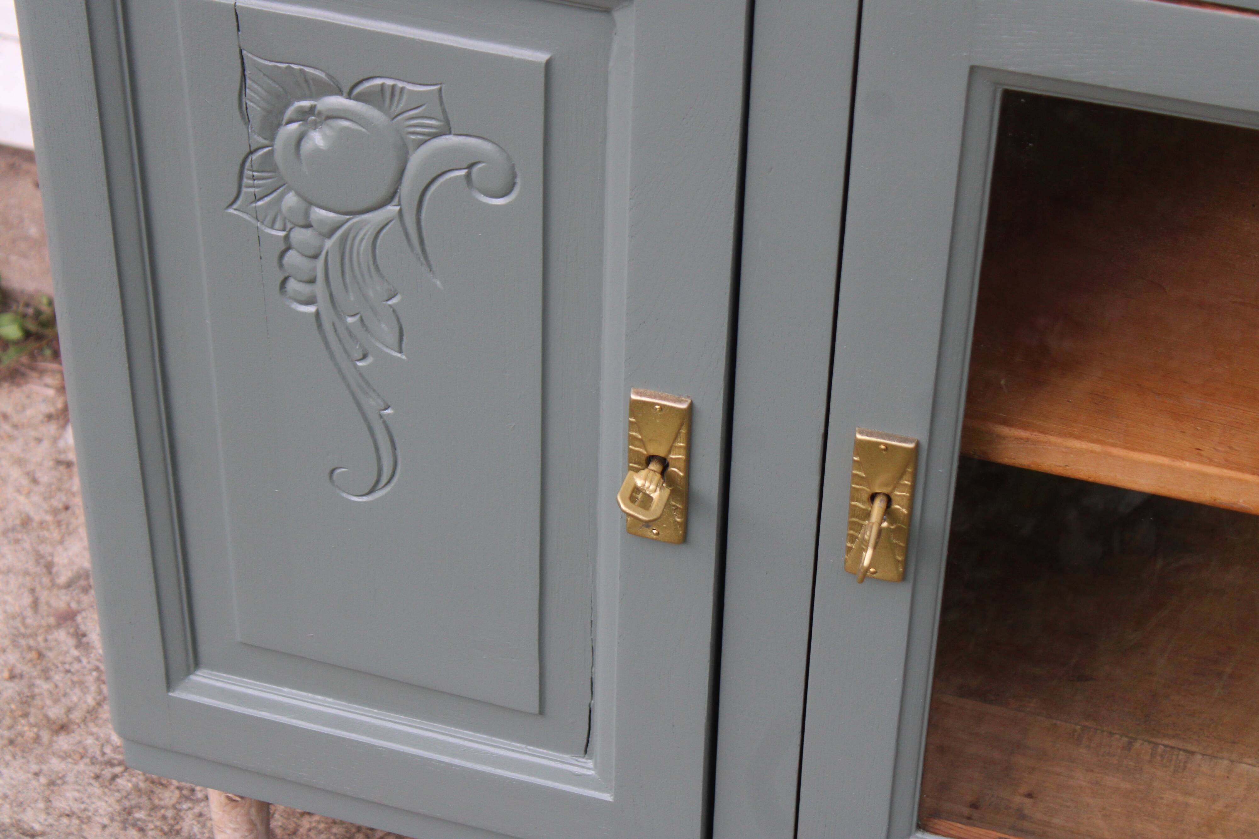 Renovated vintage sideboard with khaki paint – Haussmann chic & bohemian style