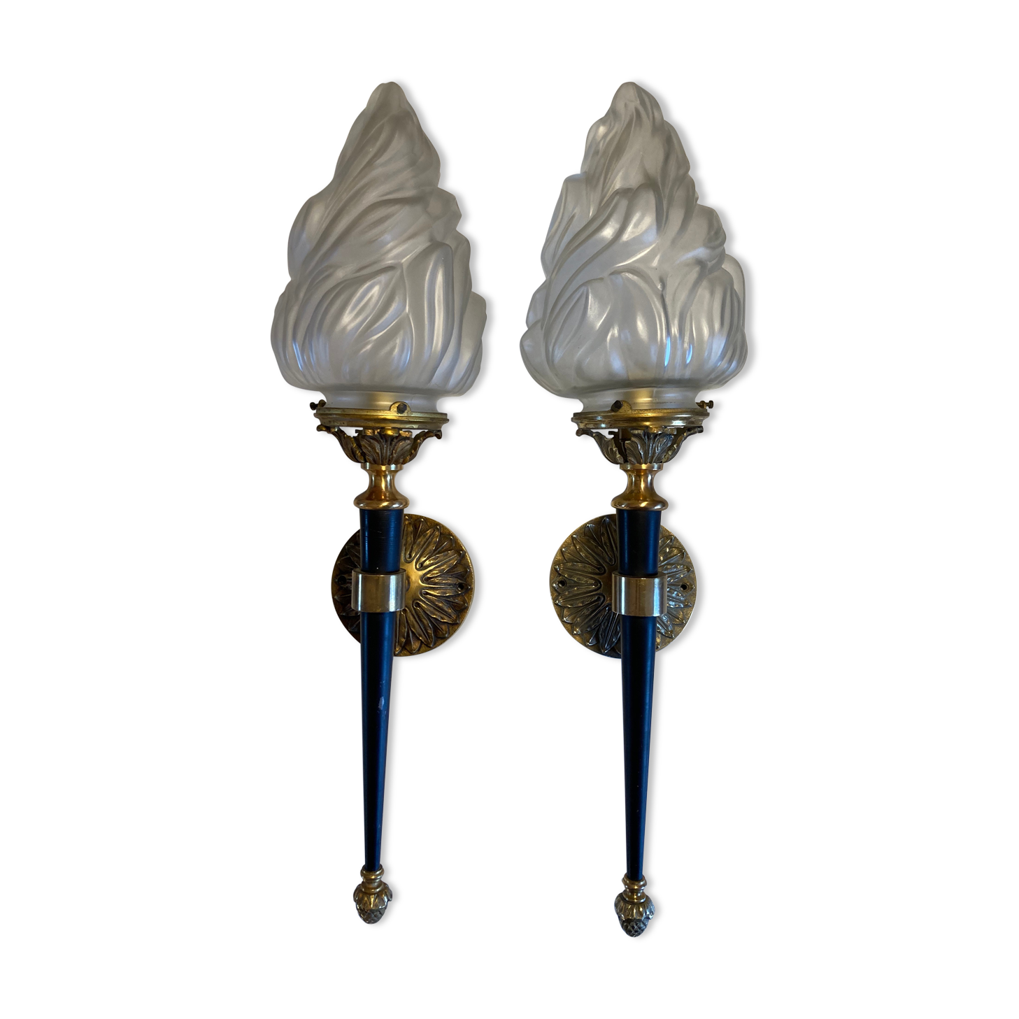 Pair of torch wall lamps