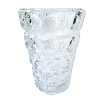 Vintage vase 50s molded glass, effet loupes