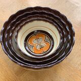 4 nesting salad bowls in enameled ceramic mbfa pont l abbé decorated vintage hand