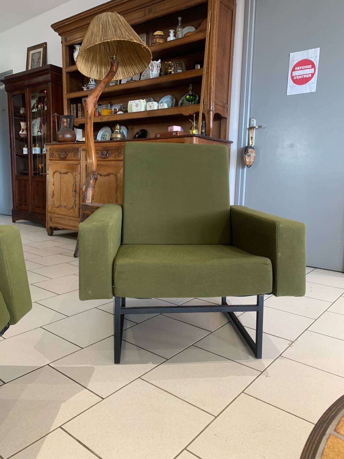 Paire Fauteuil Fero Vert Vintage circa 1960